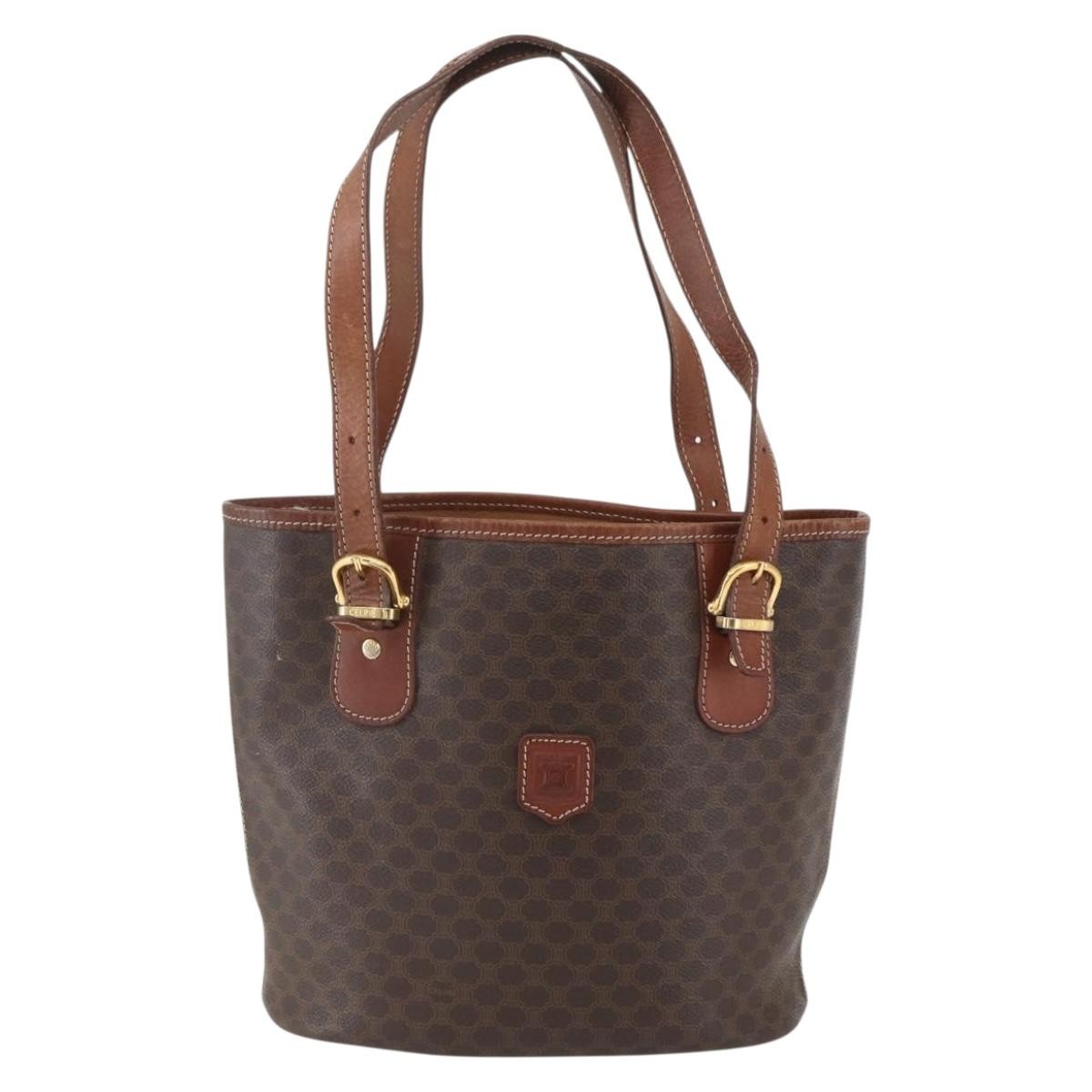 Celine Vintage Macadam Tote bag Canvas, BROWN, PVC, Tote bag