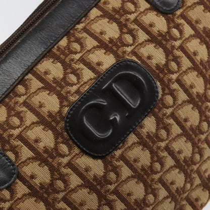 Christian Dior Vintage CD Trotter Handbag Canvas, BROWN, CANVAS, Handbag