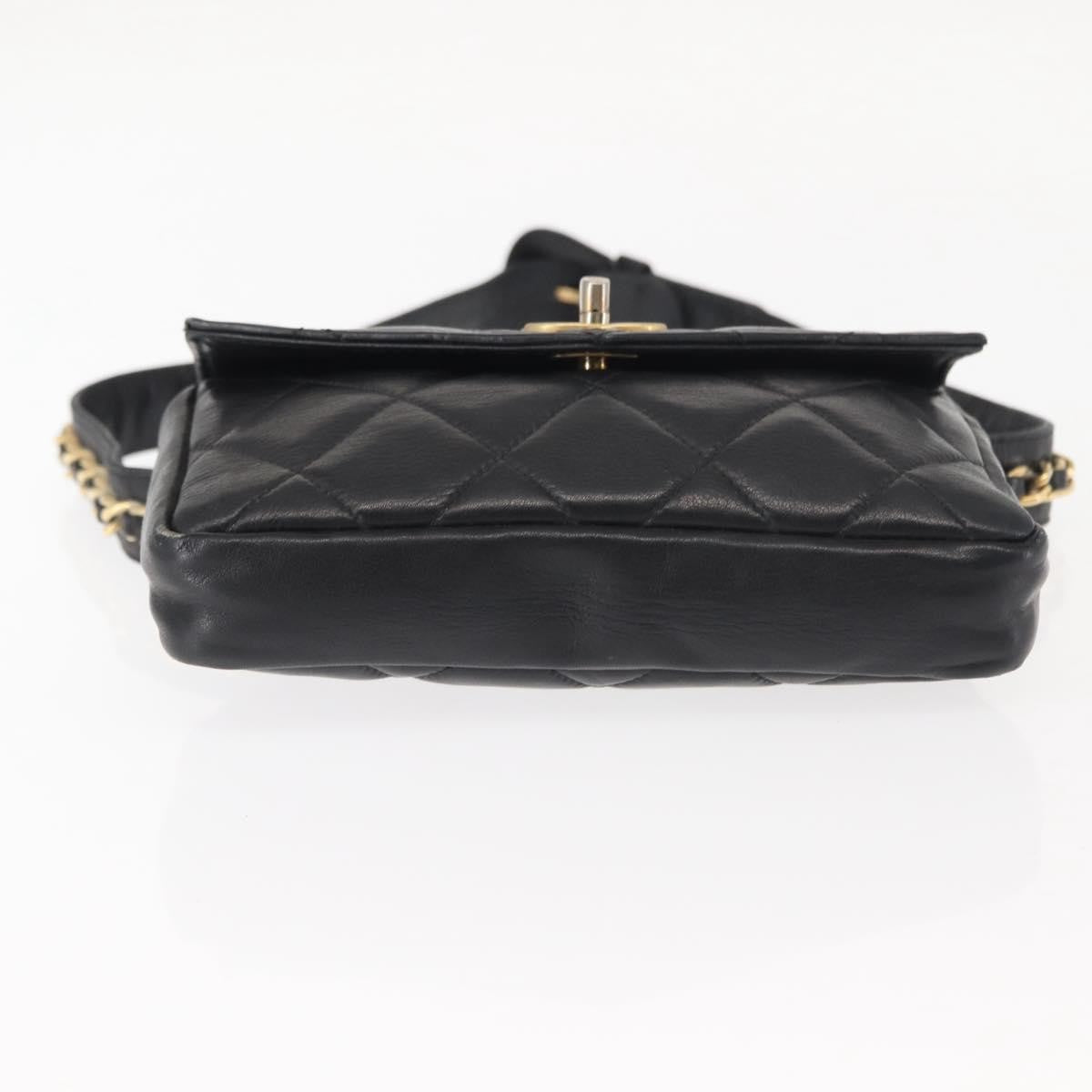 Chanel Vintage CC Flap Waist Bag Quilted Lambskin, BLACK, LEATHER, Shoulder bag
