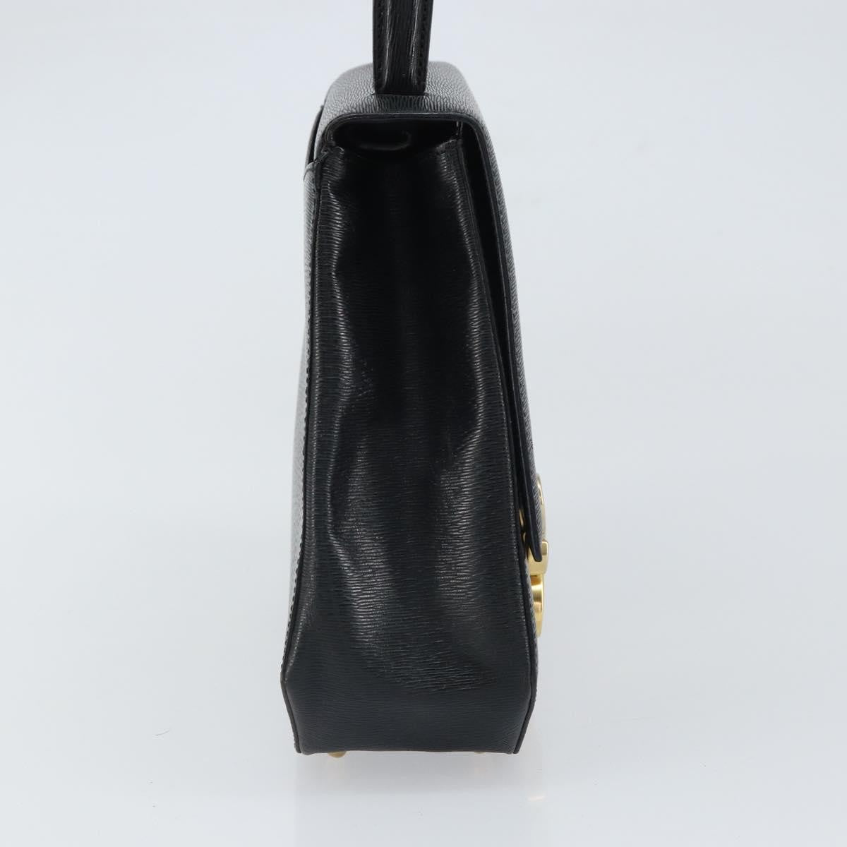 Celine Vintage Triomphe Flap Bag Leather, BLACK, LEATHER, Handbag