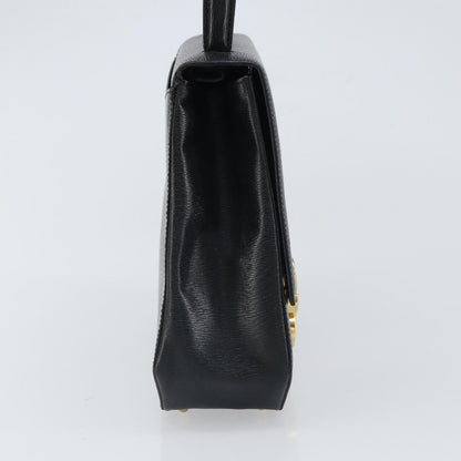 Celine Vintage Triomphe Flap Bag Leather, BLACK, LEATHER, Handbag