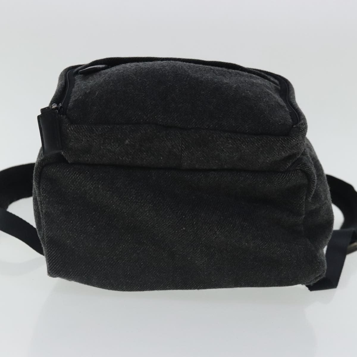 Prada Single Buckle Pocket Backpack Wool, GRAY, WOOL, Backpack