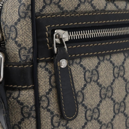 Gucci Front Zip Messenger GG Coated Canvas, NAVY, CANVAS, Shoulder bag