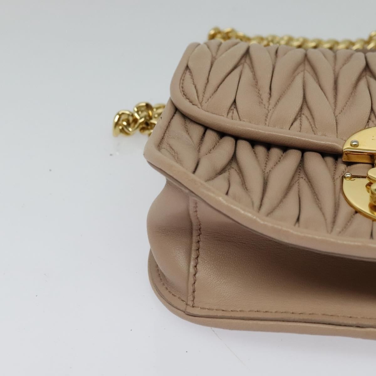 Miu Miu Chain Flap Crossbody Bag Matelasse Leather, BEIGE, LEATHER, Crossbody bag