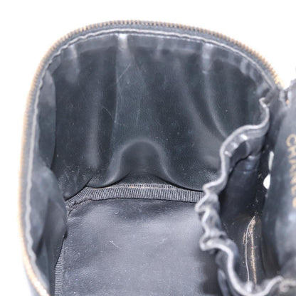 Chanel Vanity pouch Leather, BLACK, LEATHER, Toiletry Case