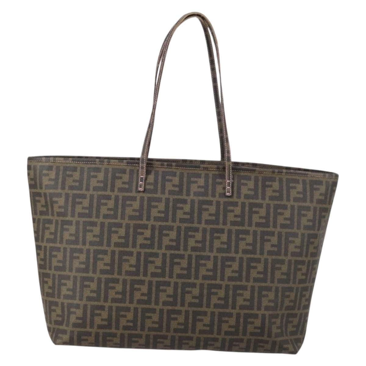Fendi Roll Tote Zucca Canvas, BLACK, CANVAS, Tote bag