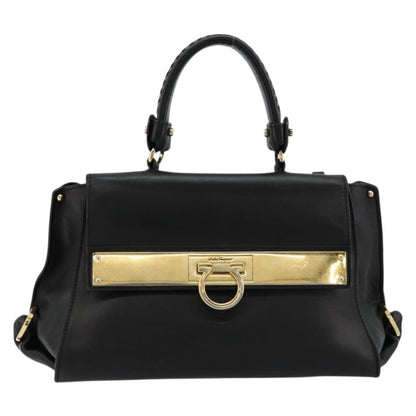 Salvatore Ferragamo Sofia Satchel Leather, Black, Leather, Handbag