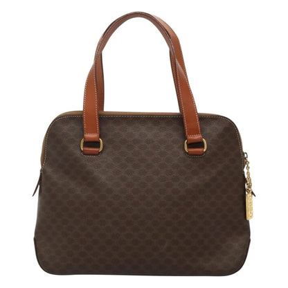 Celine Vintage Macadam Handbag Canvas and Leather, BROWN, CANVAS, Handbag