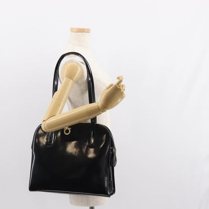 Salvatore Ferragamo Gancini Tote Patent leather, BLACK, PATENT_LEATHER, Tote bag