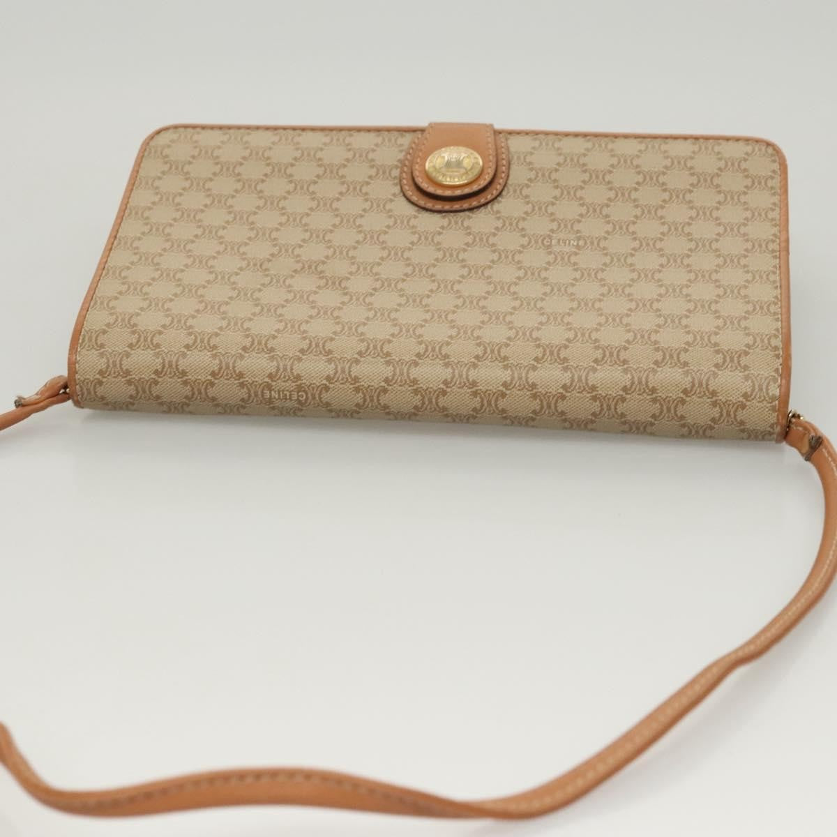 Celine Vintage Macadam Shoulder Bag Canvas, BEIGE, CANVAS, Shoulder bag