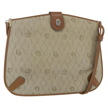 Christian Dior Vintage Honeycomb Shoulder Bag Canvas and Leather, BEIGE, CANVAS, Shoulder bag
