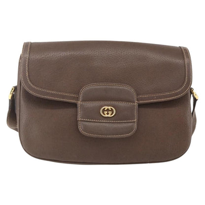 Gucci Vintage Shoulder Bag Leather, BROWN, LEATHER, Shoulder bag