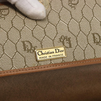 Christian Dior Vintage Honeycomb chain Canvas, BEIGE, CANVAS, Shoulder bag