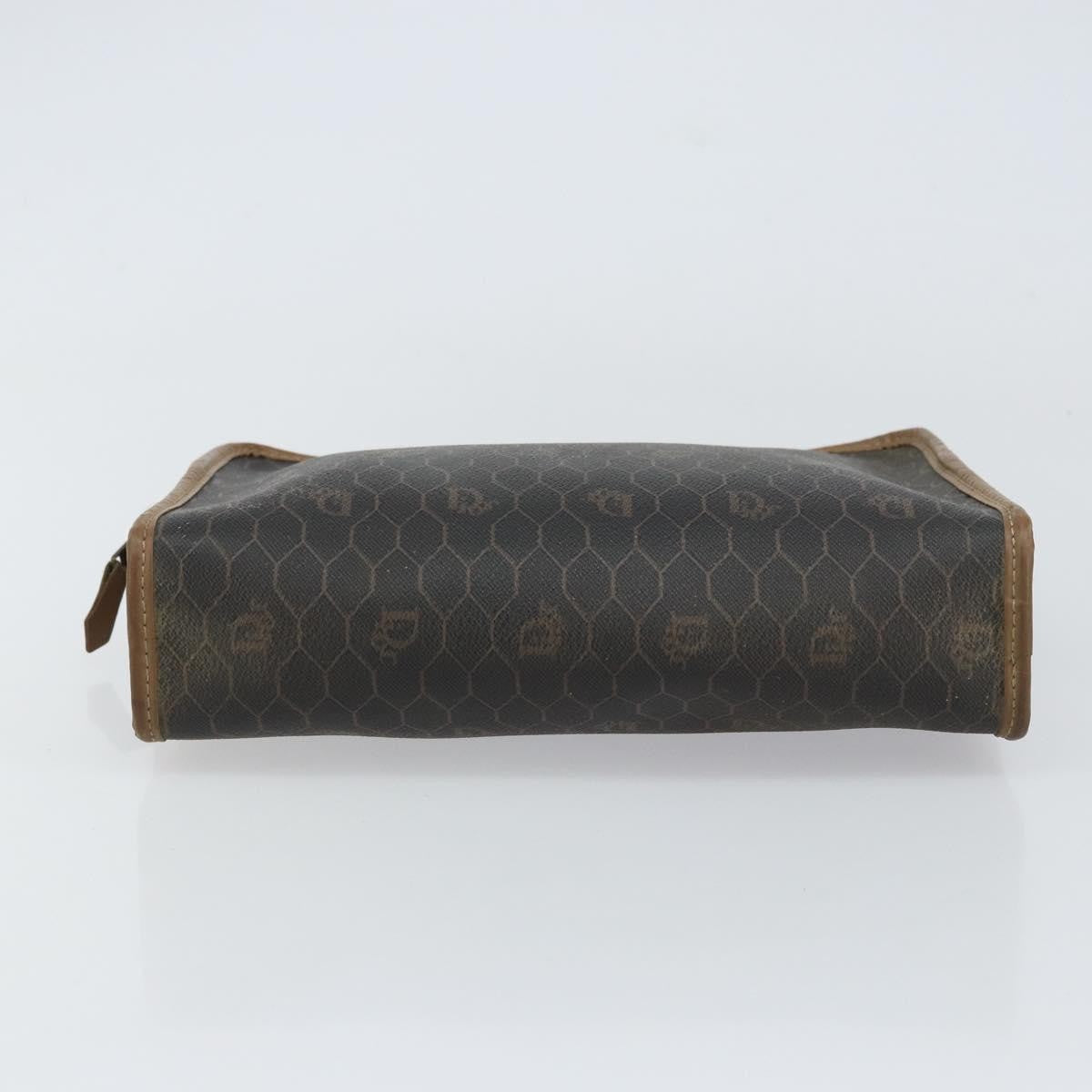 Christian Dior Vintage Honeycomb Zip Pouch Canvas and Leather, BLACK, CANVAS, Clutche & pouche