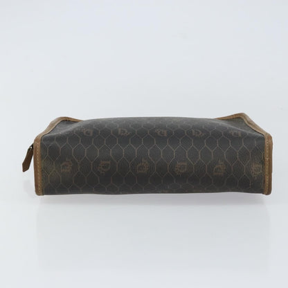 Christian Dior Vintage Honeycomb Zip Pouch Canvas and Leather, BLACK, CANVAS, Clutche & pouche