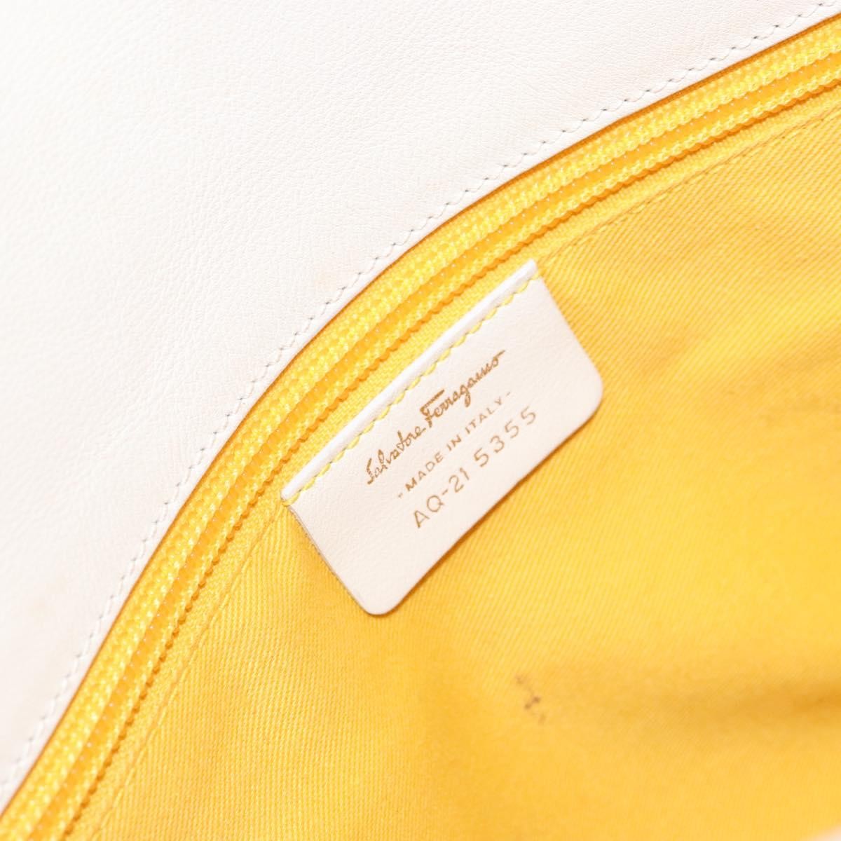 Salvatore Ferragamo Gancini top handle Leather, WHITE, LEATHER, Tote bag