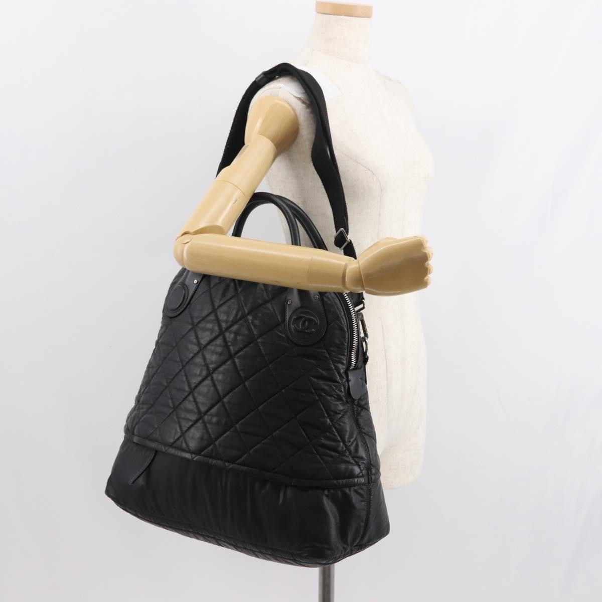 Chanel Vertical Sport Weekender Bag Quilted Nylon, BLACK, NYLON, Travel bag