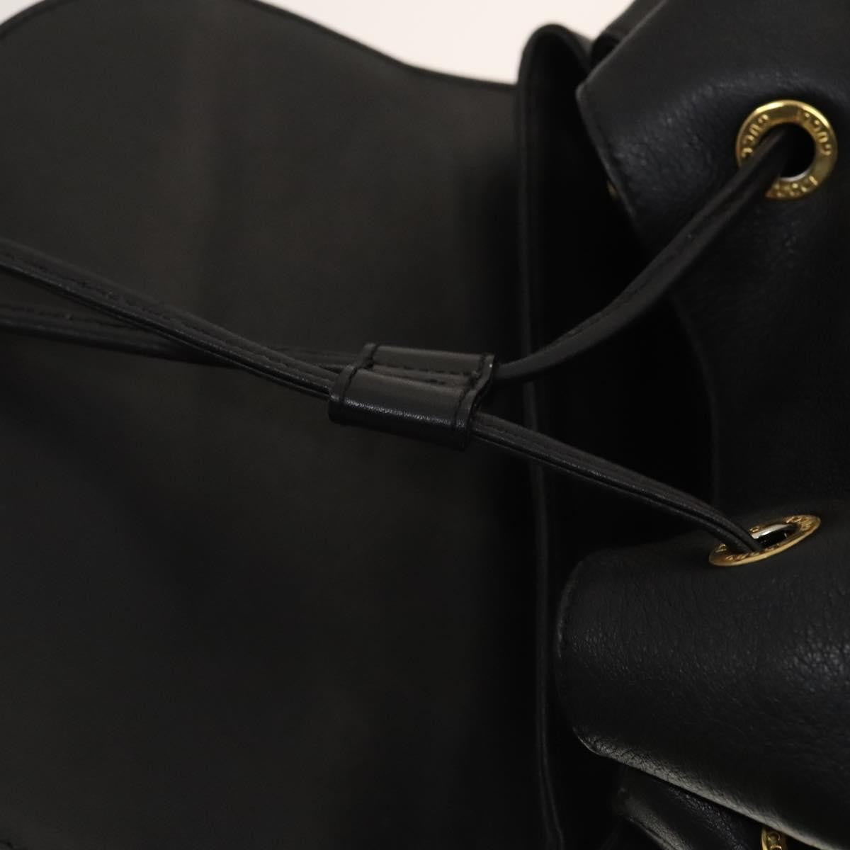Gucci Vintage Bamboo Backpack Leather, Black, Leather, Backpack