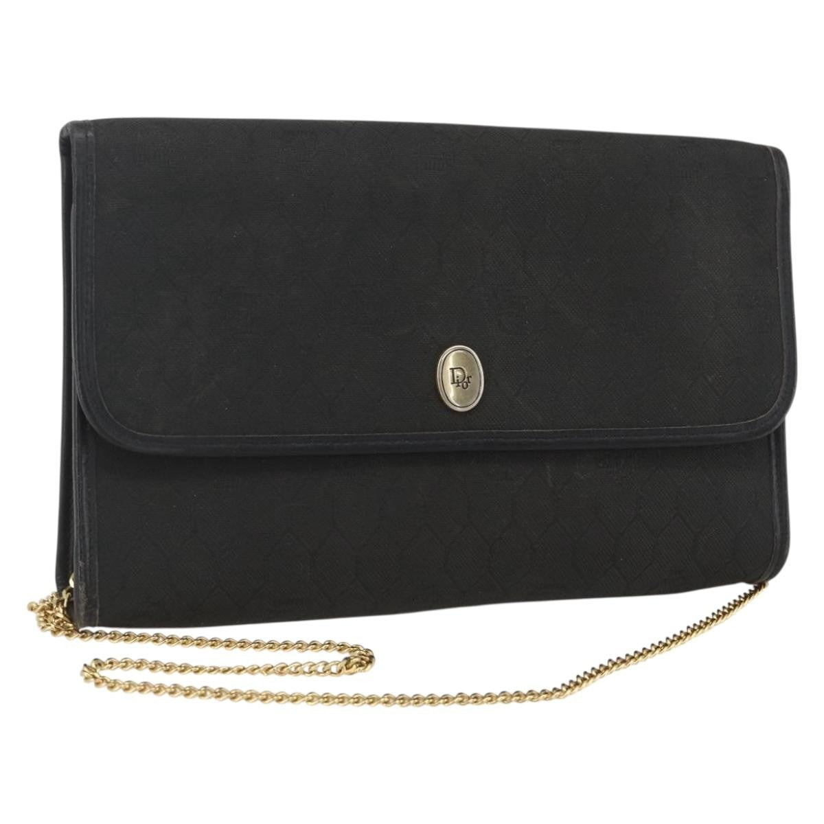 Christian Dior Vintage Honeycomb chain Canvas, BLACK, CANVAS, Clutche & pouche