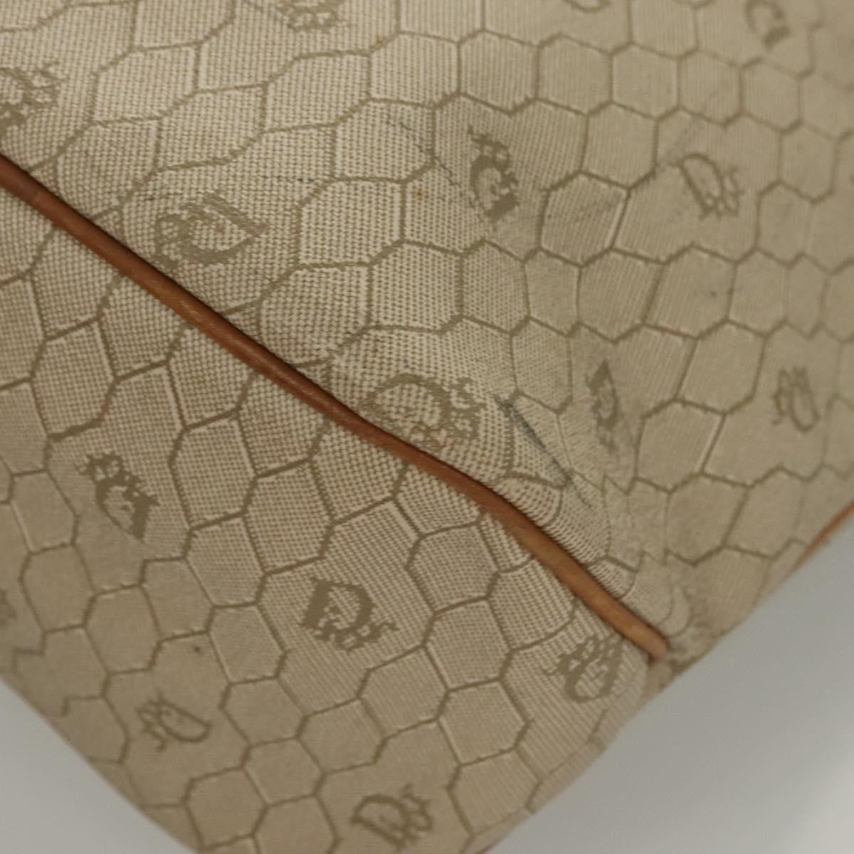 Christian Dior Vintage Honeycomb Tote Bag Canvas and Leather, BEIGE, CANVAS, Tote bag
