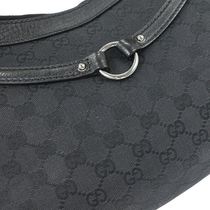 Gucci Vintage Horsebit Shoulder bag Canvas, BLACK, CANVAS,LEATHER, Shoulder bag