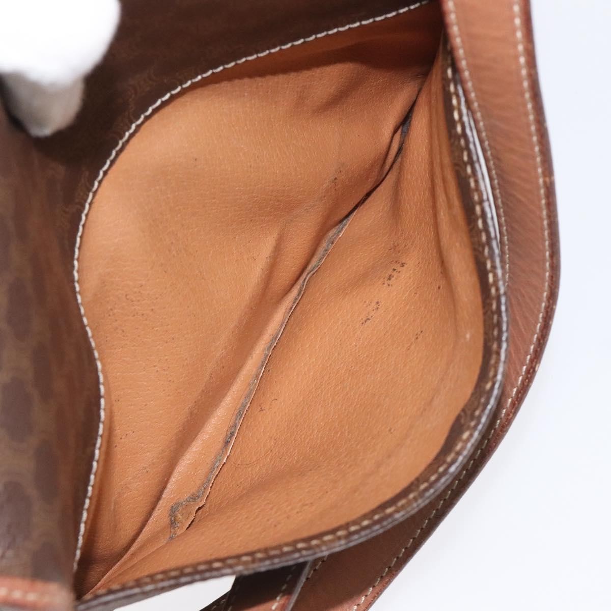 Celine Vintage Macadam Circle Logo Shoulder Bag Canvas and Leather, Brown, Canvas, Shoulder Bag