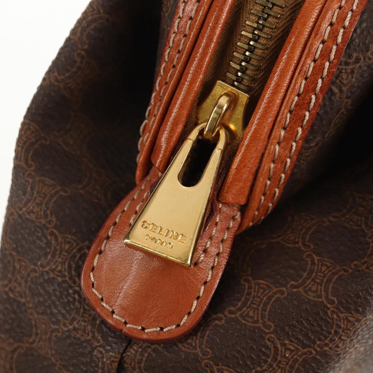 Celine Macadam Pochette Canvas and Leather, BROWN, CANVAS, Clutche & pouche