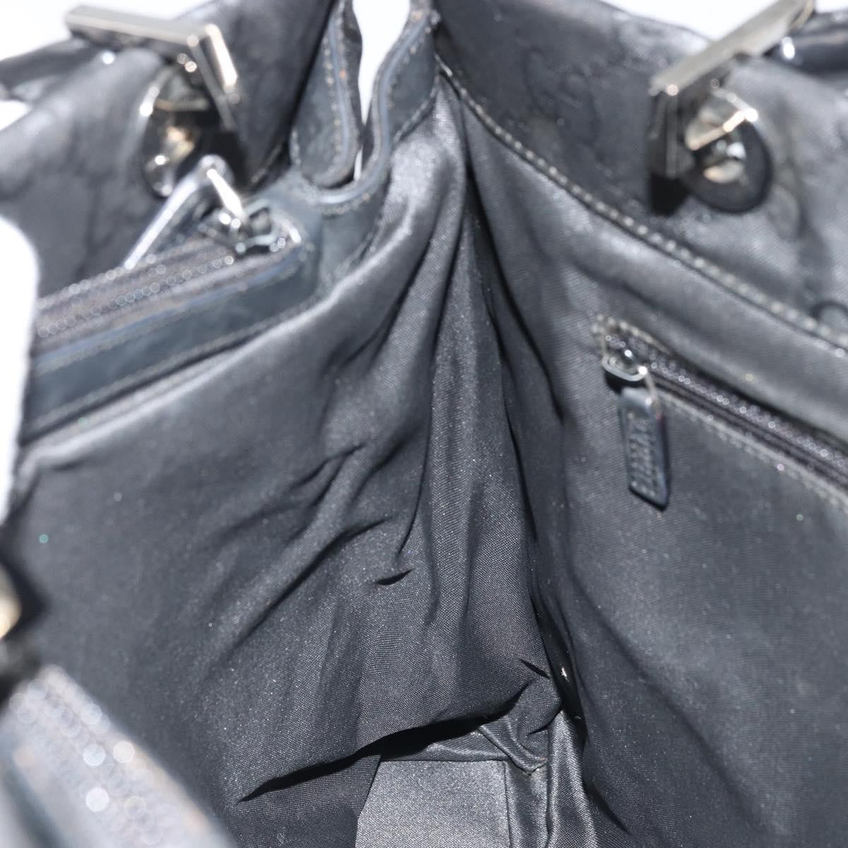 Gucci Vintage Bamboo Handle Tote GG Canvas, Black, Canvas, Tote Bag