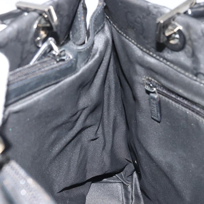 Gucci Vintage Bamboo Handle Tote GG Canvas, Black, Canvas, Tote Bag