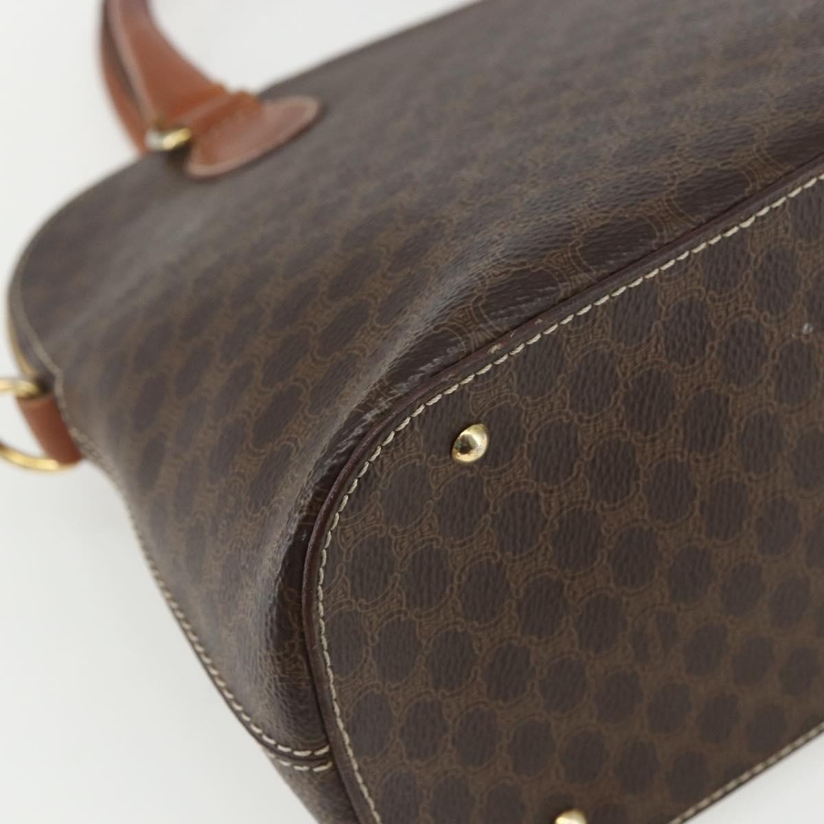 Celine Vintage Macadam Handbag Canvas and Leather, BROWN, CANVAS, Handbag