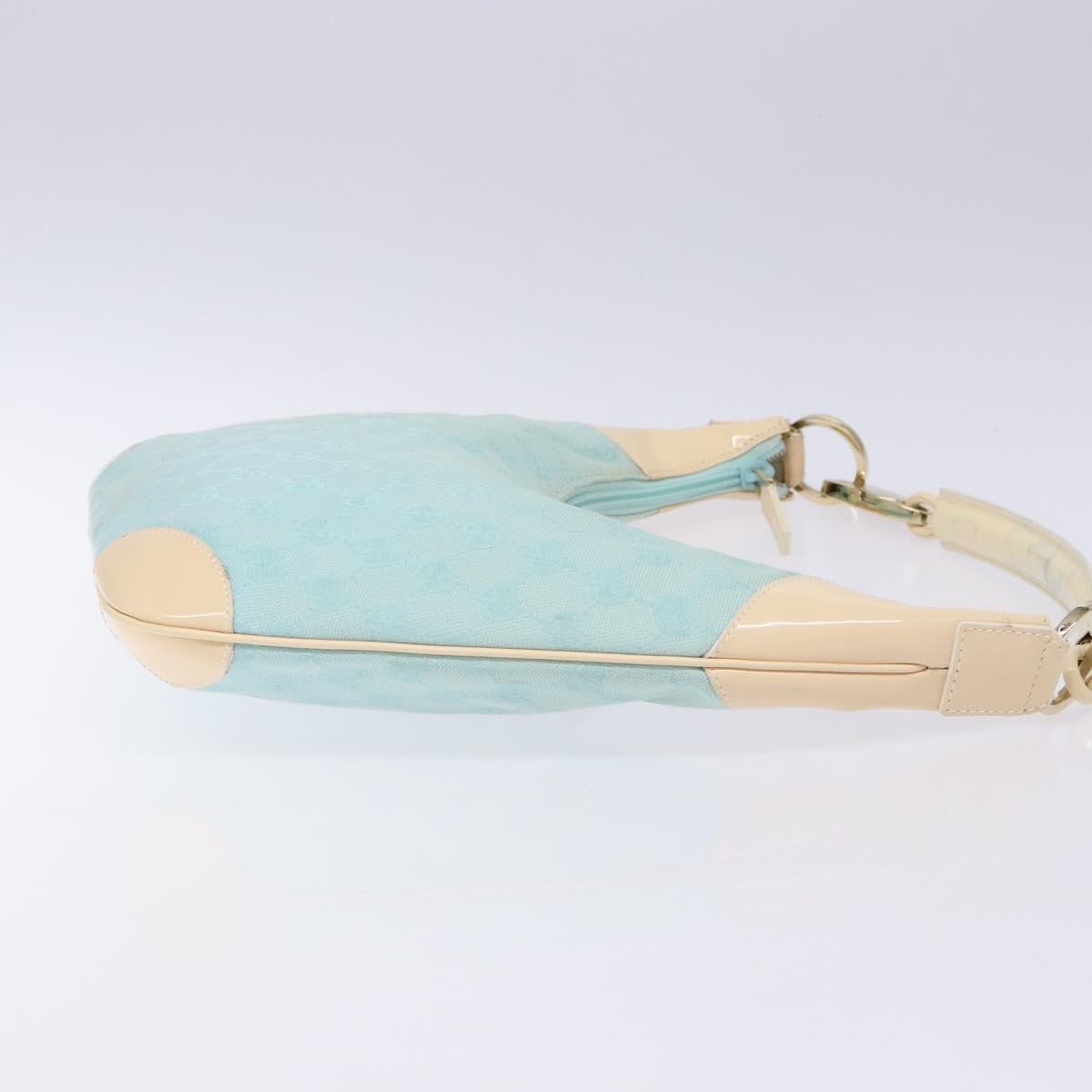 Gucci Vintage Zip Hobo GG Canvas and Patent, BLUE, CANVAS, Shoulder bag