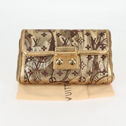 Louis Vuitton Thalie Clutch Brocade Monogram, GOLD, CANVAS, Clutche & pouche