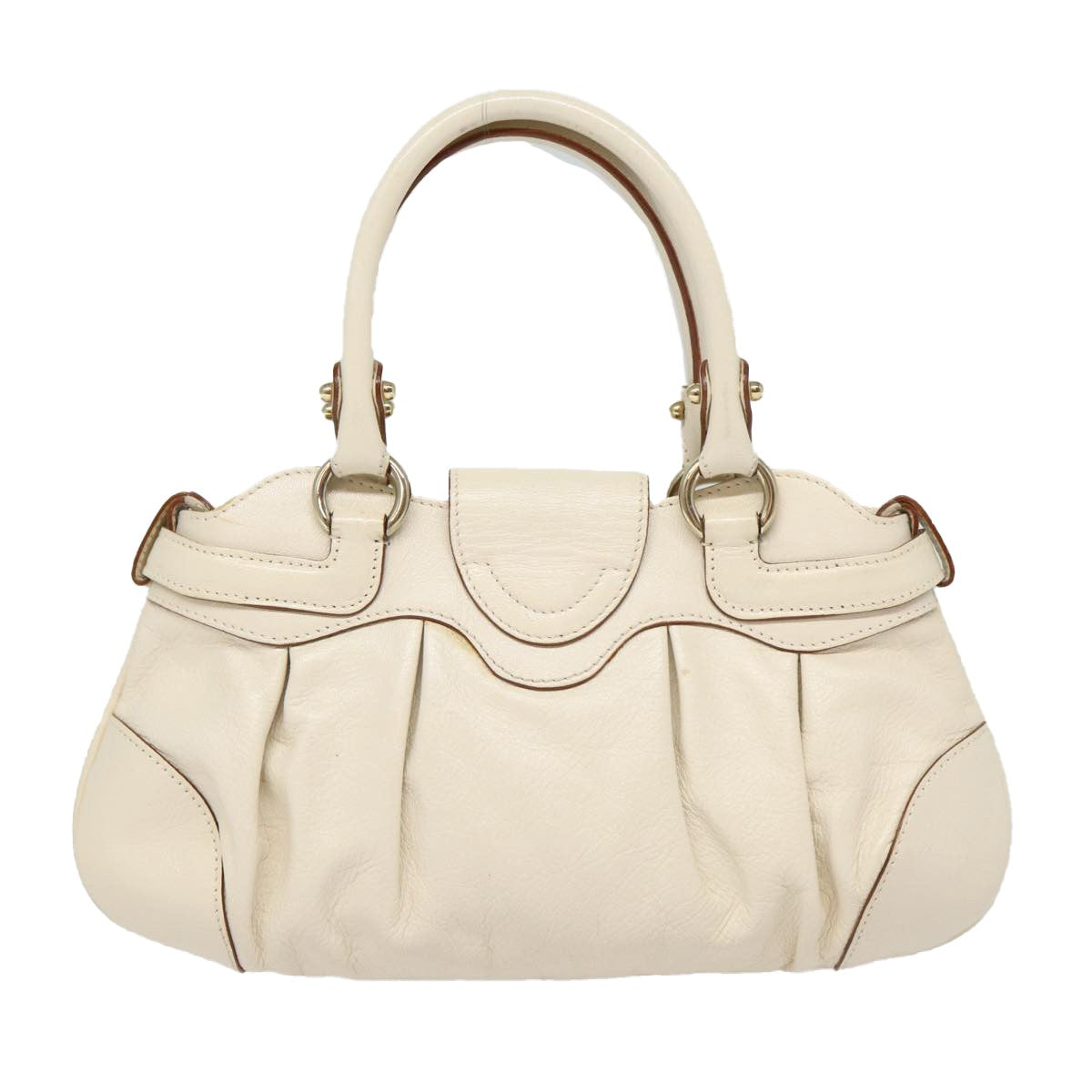 Salvatore Ferragamo Marisa Satchel Leather, WHITE, LEATHER, Handbag