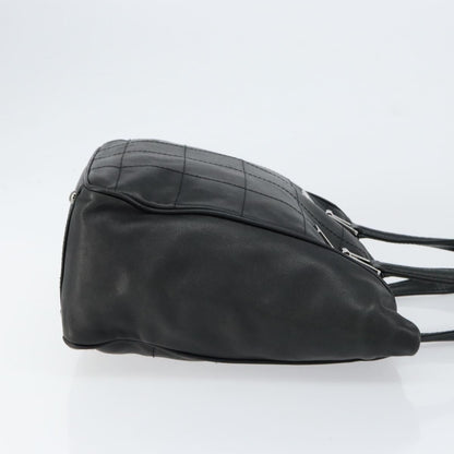 Chanel Square Stitch Tote Quilted Leather, BLACK, LEATHER, Tote bag
