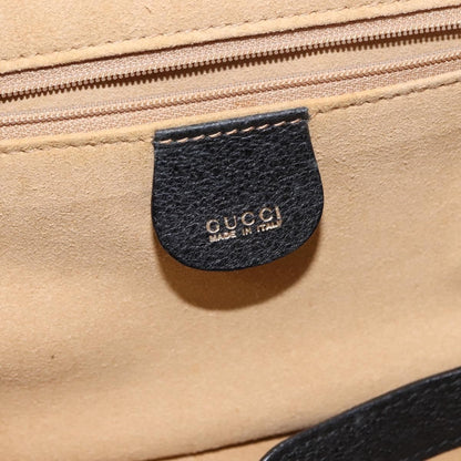 Gucci Vintage Bamboo Vanity Case Leather, NAVY, LEATHER, Handbag
