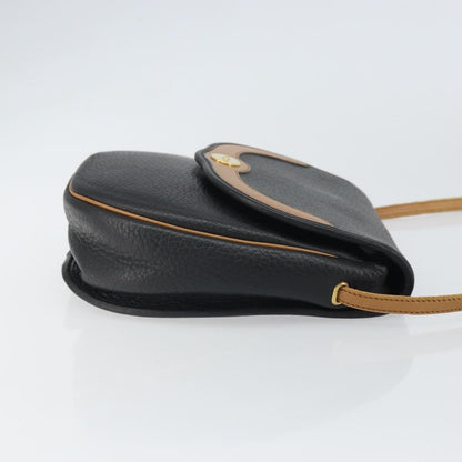 Christian Dior Vintage CD Flap Shoulder Bag Leather, BLACK, LEATHER, Shoulder bag