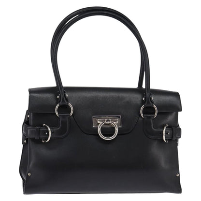 Salvatore Ferragamo Virna Satchel Leather, BLACK, LEATHER, Handbag