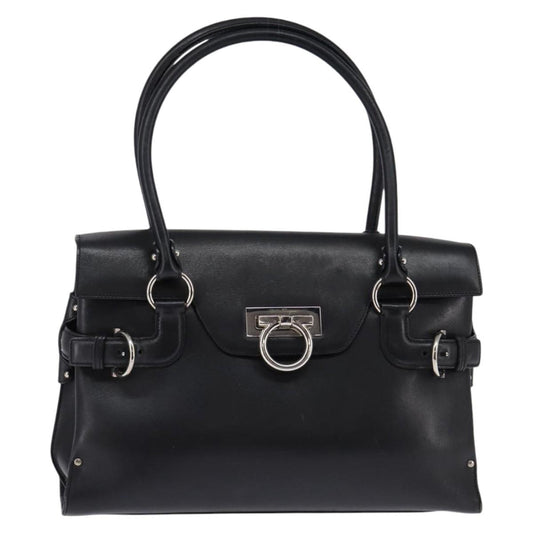 Salvatore Ferragamo Virna Satchel Leather, BLACK, LEATHER, Handbag