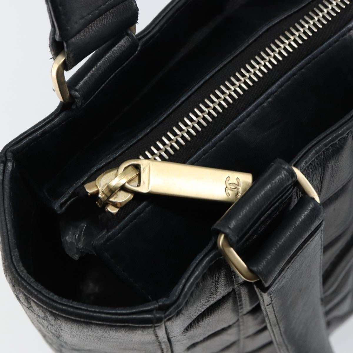 Chanel Chocolate Bar CC Tote Quilted Leather, BLACK, LEATHER, Tote bag