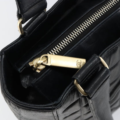 Chanel Chocolate Bar CC Tote Quilted Leather, BLACK, LEATHER, Tote bag