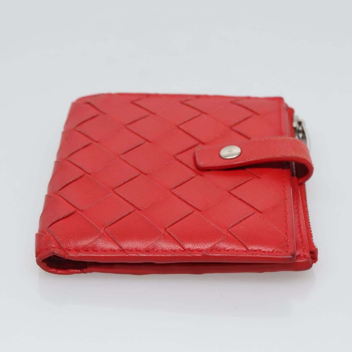 Bottega Veneta Bifold Coin Pocket Card Holder Intrecciato Nappa, RED, LEATHER, Wallets