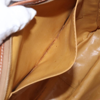 Celine Vintage Macadam Shoulder Bag Canvas and Leather, BEIGE, CANVAS, Shoulder bag