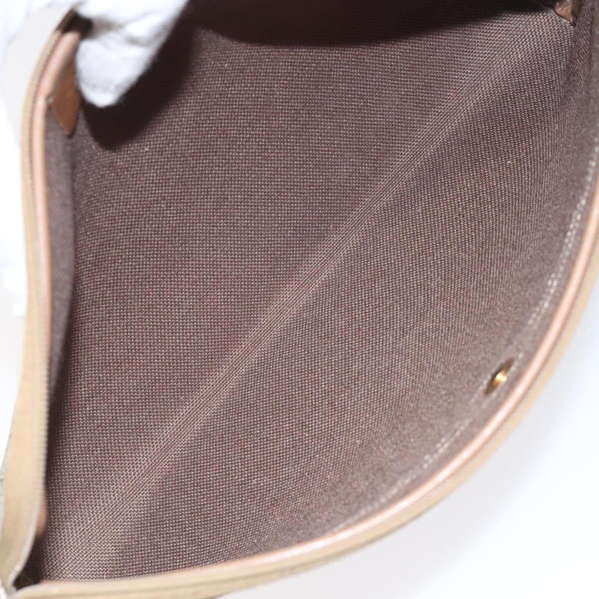 Christian Dior Vintage Honeycomb Zip Pouch Coated Canvas, BEIGE, CANVAS, Clutche & pouche