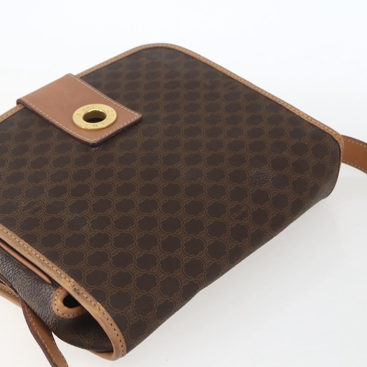 Celine Vintage Macadam Shoulder Bag Canvas and Leather, BROWN, CANVAS, Shoulder bag