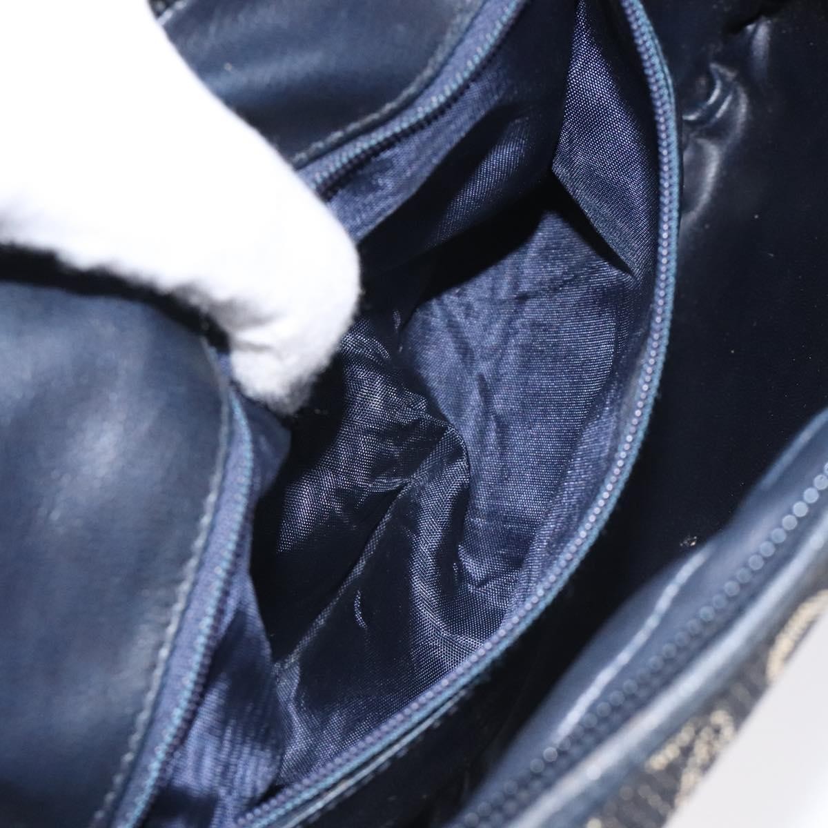 Celine C Sulky Shoulder bag Canvas and Leather, NAVY, CANVAS, Shoulder bag