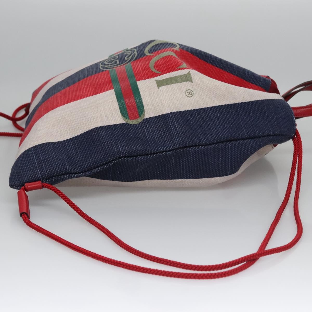 Gucci Logo Drawstring Backpack Striped Canvas, MULTICOLOUR, CANVAS, Backpack