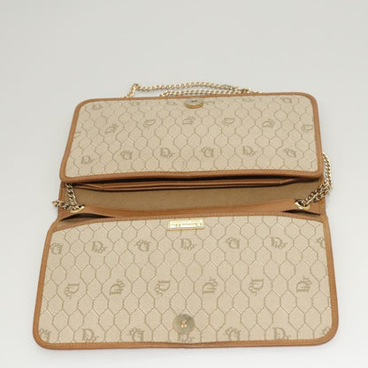 Christian Dior Vintage Honeycomb chain Canvas, BEIGE, CANVAS, Handbag