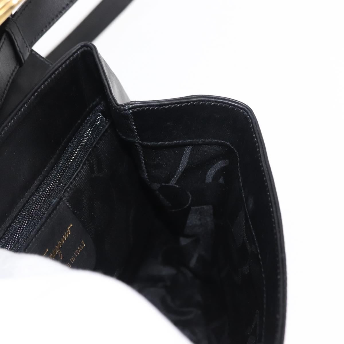 Salvatore Ferragamo Vintage Handbag Leather, BLACK, LEATHER, Handbag