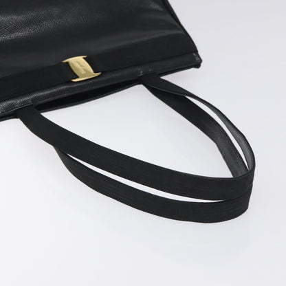 Salvatore Ferragamo Vintage Vara Bow Tote Lizard Embossed Leather, BLACK, LEATHER, Tote bag
