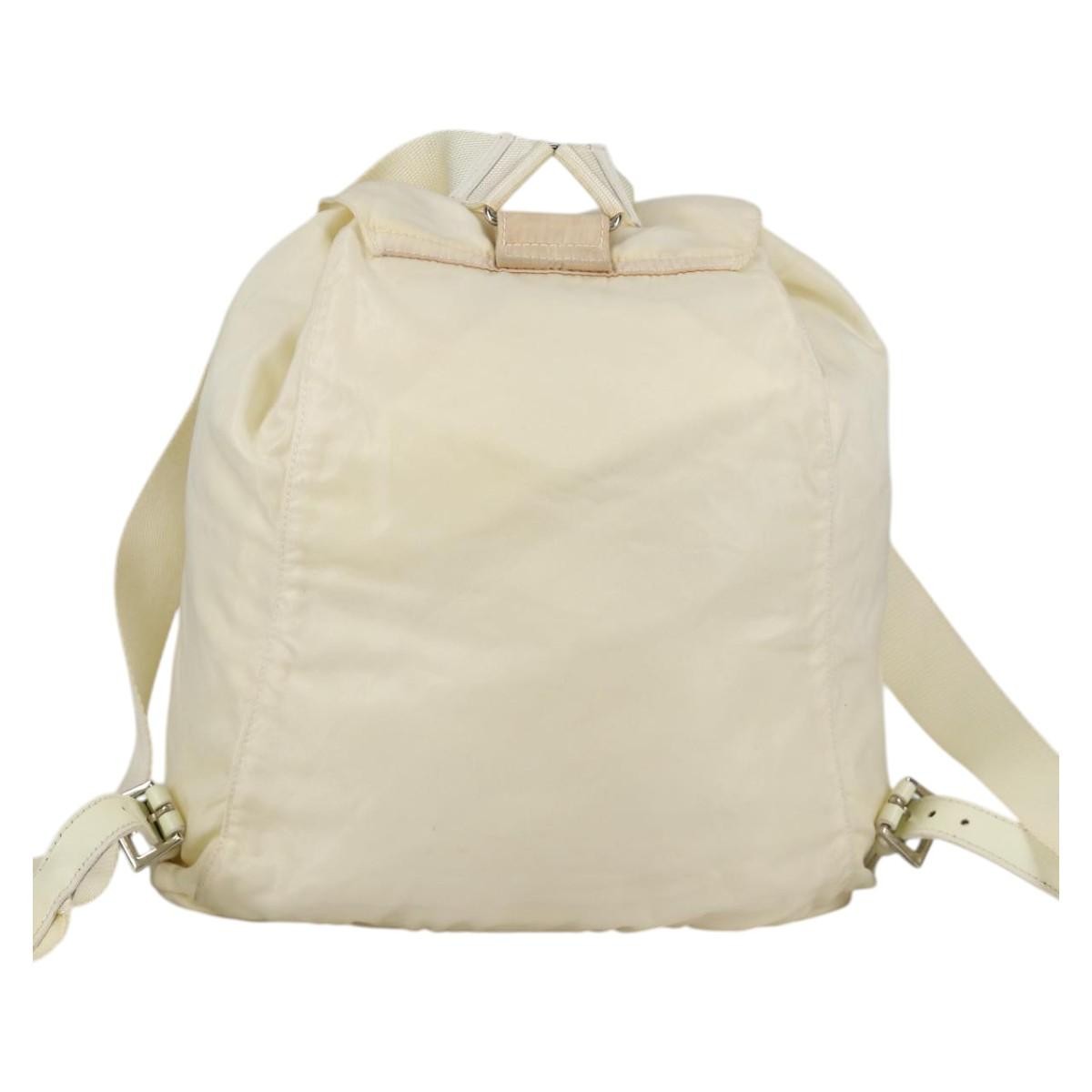 Prada Front Pocket Buckle Backpack Nylon, ECRU, NYLON, Backpack